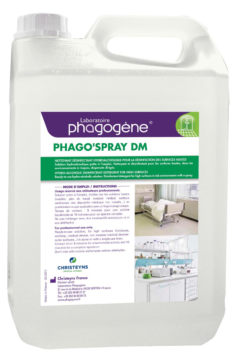 Désinfectant hydroalcoolique 5 Litres - Phago spray DM