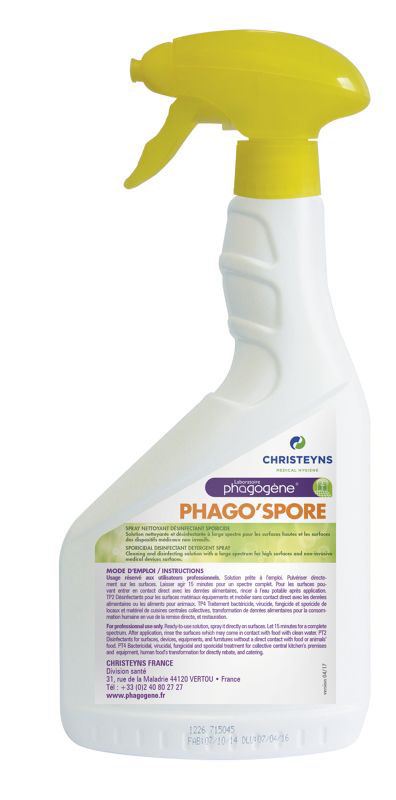 Désinfectant sporicide 750 ml - 12 pulvérisateurs Pack Phagospore
