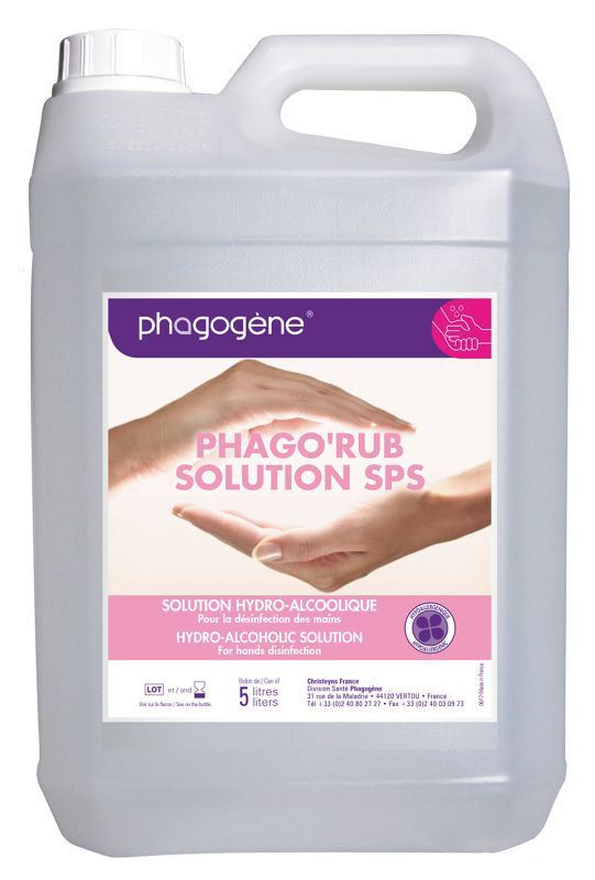 Solution hydroalcoolique hypoallergénique 5 Litres - 2 bidons Pack Phago rub