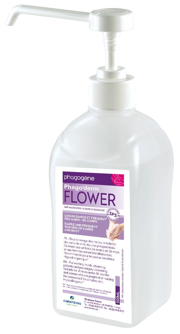 Savon hospitalier 500ml - 20 flacons Pack Phago'derm flowers SPS