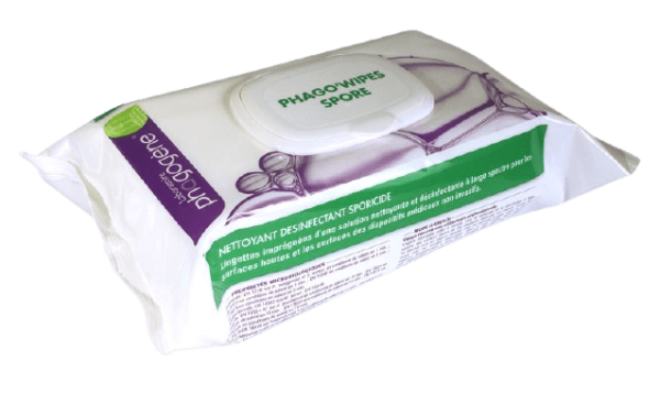 Nettoyant désinfectant 100 lingettes - 6 flowpacks Phago’Wipes Spore